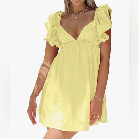 Amazon Women's Yellow Ruffle Dress - Picture 1 of 1